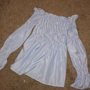 Super Cute Off the Shoulder Striped Shirt